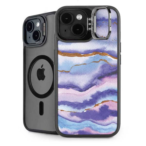 Blue Violet Watercolor Geode iPhone 13 Kickstand Case