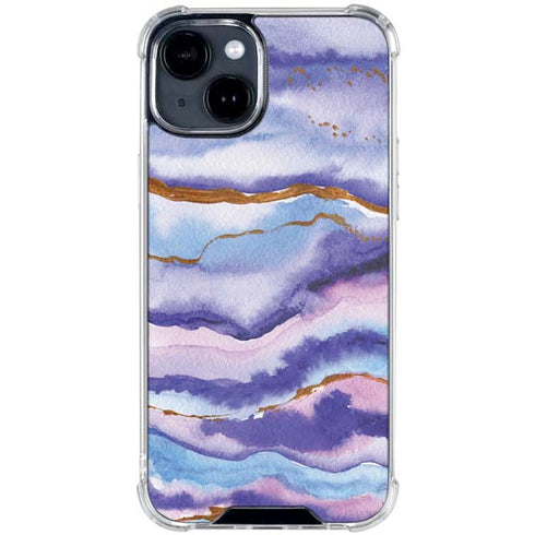 Blue Violet Watercolor Geode iPhone 15 Clear Case