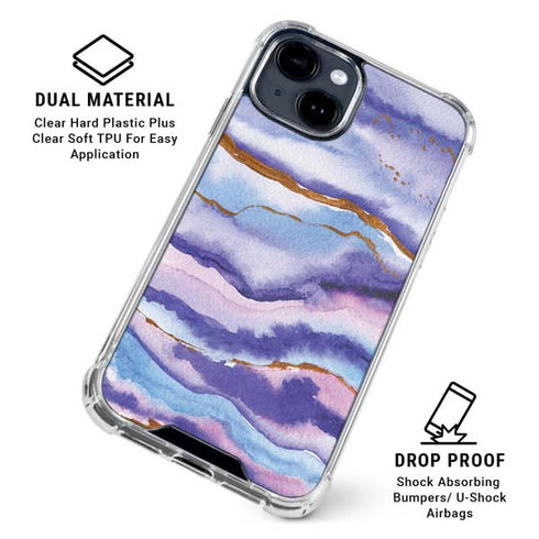 Blue Violet Watercolor Geode iPhone 15 Clear Case