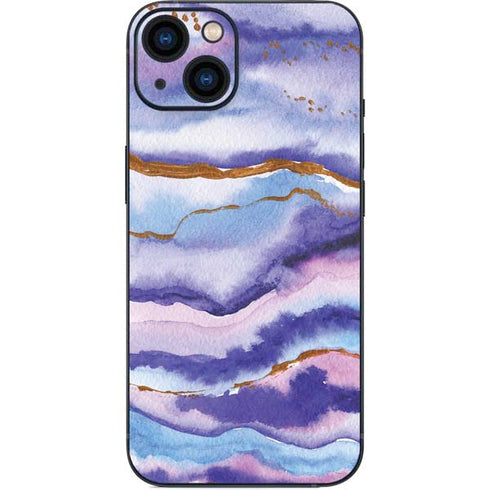 Blue Violet Watercolor Geode iPhone 15 Skin