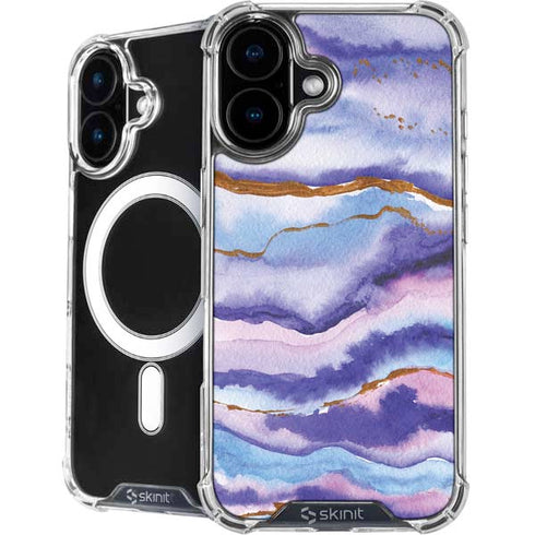 Blue Violet Watercolor Geode iPhone 16 MagSafe Case