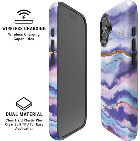 Blue Violet Watercolor Geode iPhone 16 Magsafe Impact Case