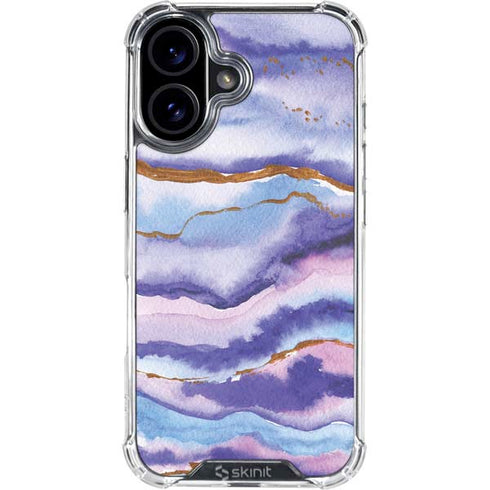 Blue Violet Watercolor Geode iPhone 16 Plus Clear Case
