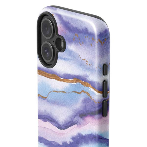 Blue Violet Watercolor Geode iPhone 16 Plus Impact Case
