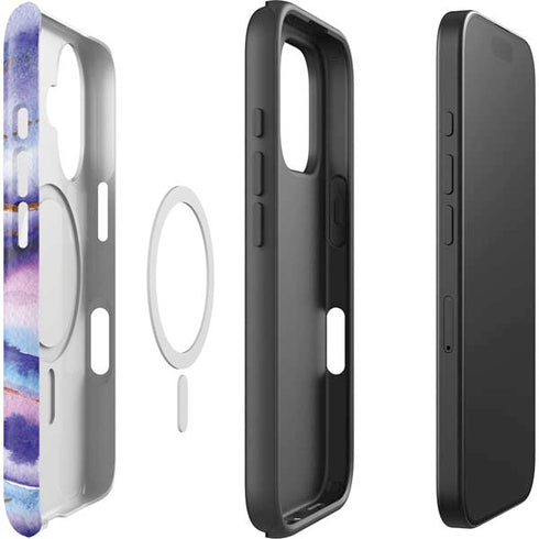 Blue Violet Watercolor Geode iPhone 16 Plus Magsafe Impact Case