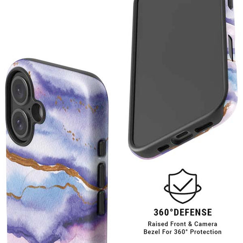 Blue Violet Watercolor Geode iPhone 16 Plus Magsafe Impact Case