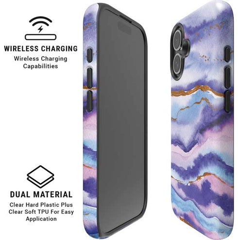 Blue Violet Watercolor Geode iPhone 16 Plus Magsafe Impact Case
