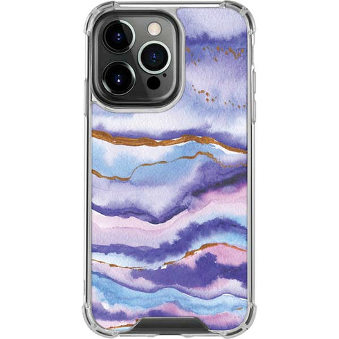 Blue Violet Watercolor Geode iPhone 16 Pro Clear Case