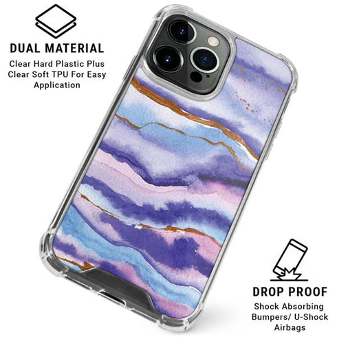 Blue Violet Watercolor Geode iPhone 16 Pro Clear Case