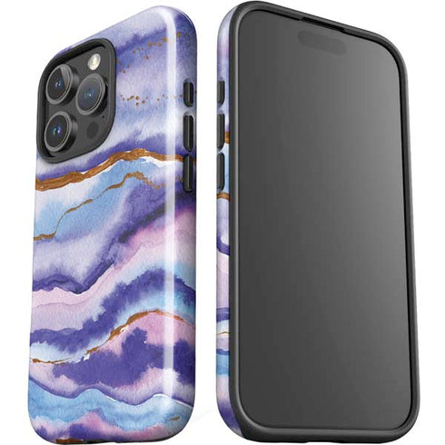 Blue Violet Watercolor Geode iPhone 16 Pro Impact Case