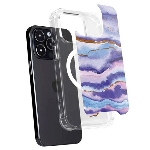 Blue Violet Watercolor Geode iPhone 16 Pro MagSafe Case