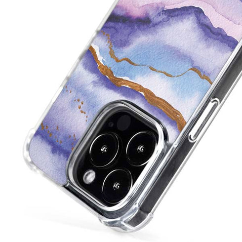 Blue Violet Watercolor Geode iPhone 16 Pro MagSafe Case