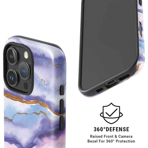Blue Violet Watercolor Geode iPhone 16 Pro Magsafe Impact Case