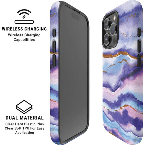 Blue Violet Watercolor Geode iPhone 16 Pro Magsafe Impact Case