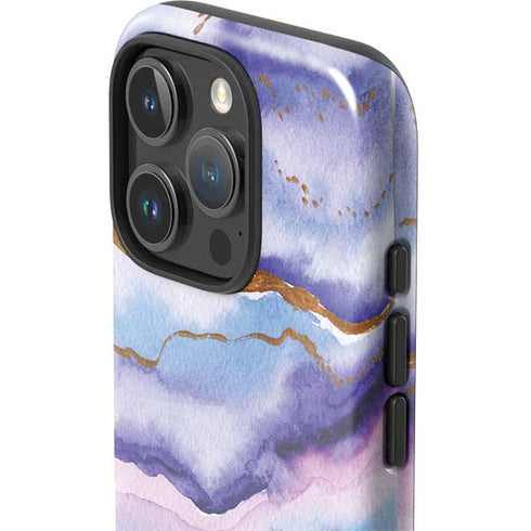 Blue Violet Watercolor Geode iPhone 16 Pro Max Impact Case
