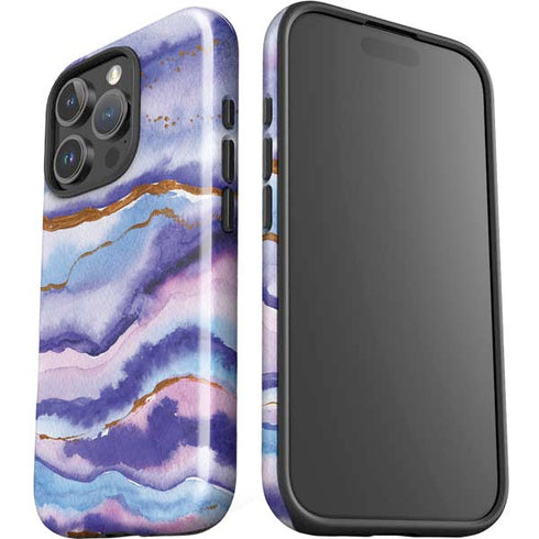 Blue Violet Watercolor Geode iPhone 16 Pro Max Impact Case