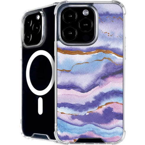 Blue Violet Watercolor Geode iPhone 16 Pro Max MagSafe Case
