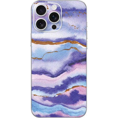 Blue Violet Watercolor Geode iPhone 16 Pro Max Skin