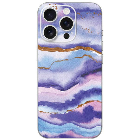Blue Violet Watercolor Geode iPhone 16 Pro Skin