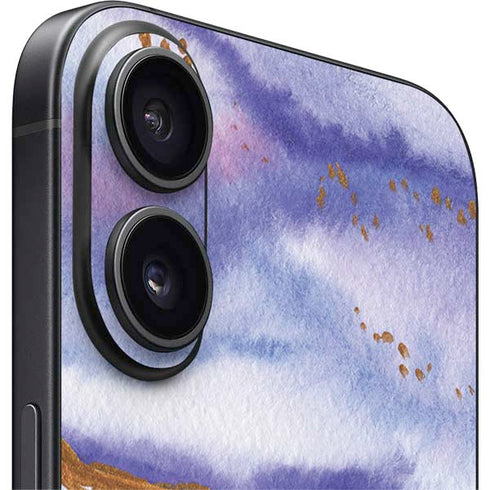 Blue Violet Watercolor Geode iPhone 16 Skin