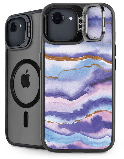 Blue Violet Watercolor Geode iPhone 16e Kickstand Case