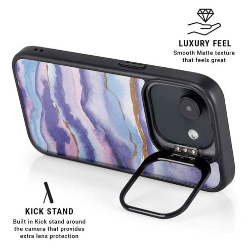 Blue Violet Watercolor Geode iPhone 16e Kickstand Case