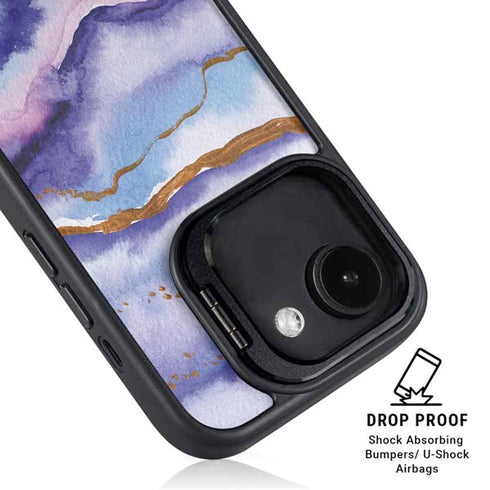 Blue Violet Watercolor Geode iPhone 16e Kickstand Case