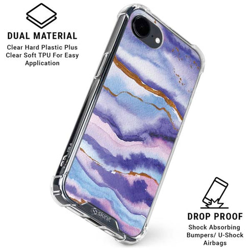 Blue Violet Watercolor Geode iPhone 16e Clear Case