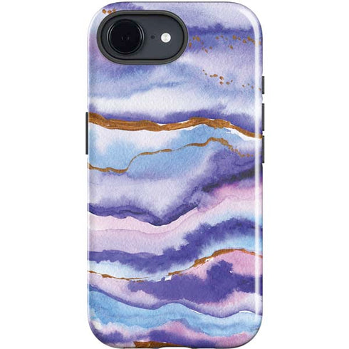 Blue Violet Watercolor Geode iPhone 16e Impact Case