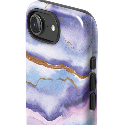 Blue Violet Watercolor Geode iPhone 16e Impact Case