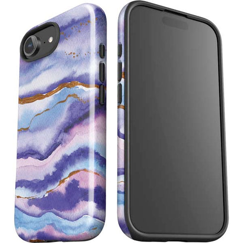 Blue Violet Watercolor Geode iPhone 16e Impact Case