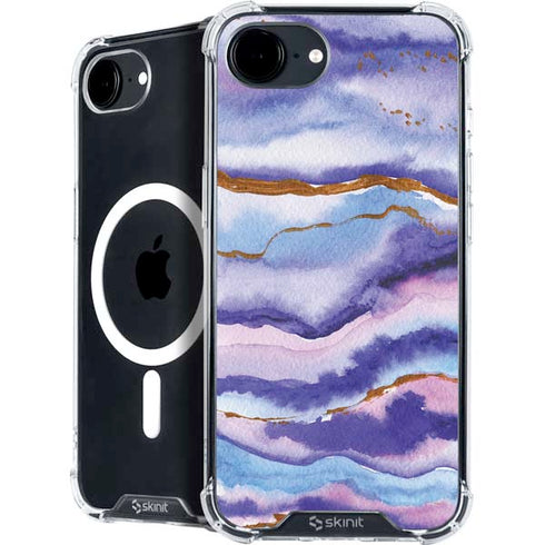 Blue Violet Watercolor Geode iPhone 16e MagSafe Case
