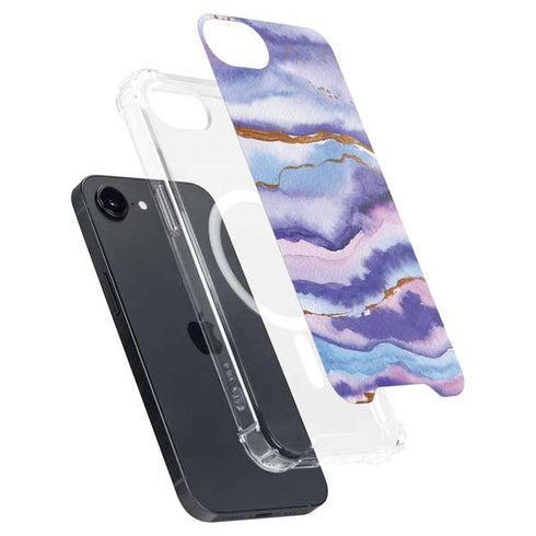 Blue Violet Watercolor Geode iPhone 16e MagSafe Case