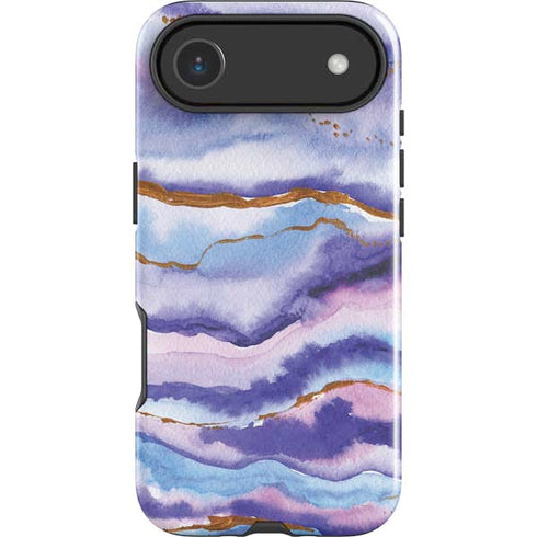 Blue Violet Watercolor Geode iPhone 17 Air Impact Case