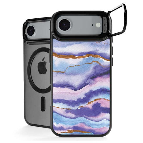 Blue Violet Watercolor Geode iPhone 17 Air Kickstand Case