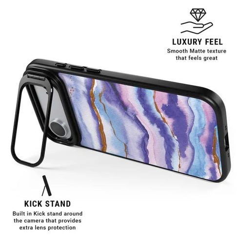 Blue Violet Watercolor Geode iPhone 17 Air Kickstand Case