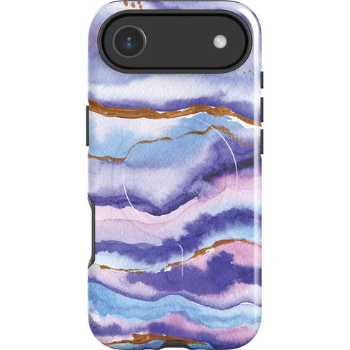 Blue Violet Watercolor Geode iPhone 17 Air Magsafe Impact Case