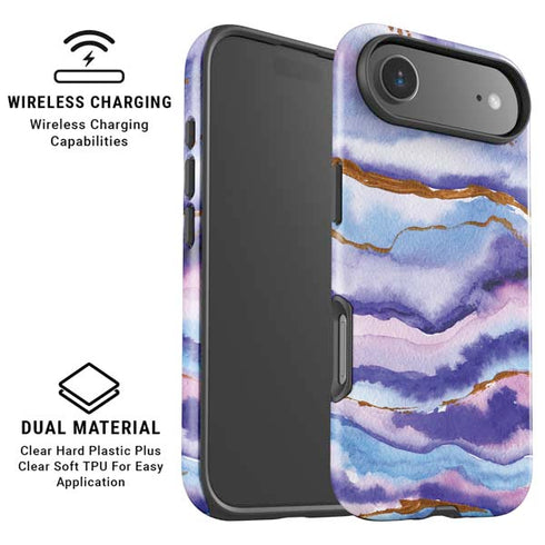Blue Violet Watercolor Geode iPhone 17 Air Magsafe Impact Case
