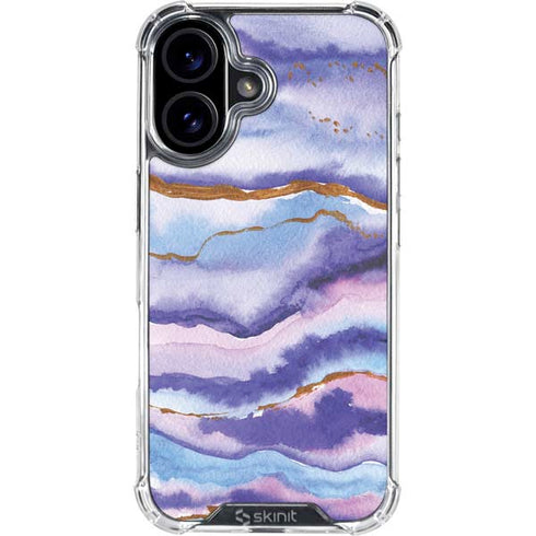 Blue Violet Watercolor Geode iPhone 17 Clear Case