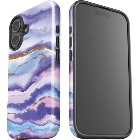 Blue Violet Watercolor Geode iPhone 17 Impact Case