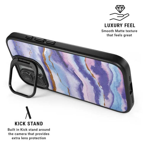 Blue Violet Watercolor Geode iPhone 17 Kickstand Case