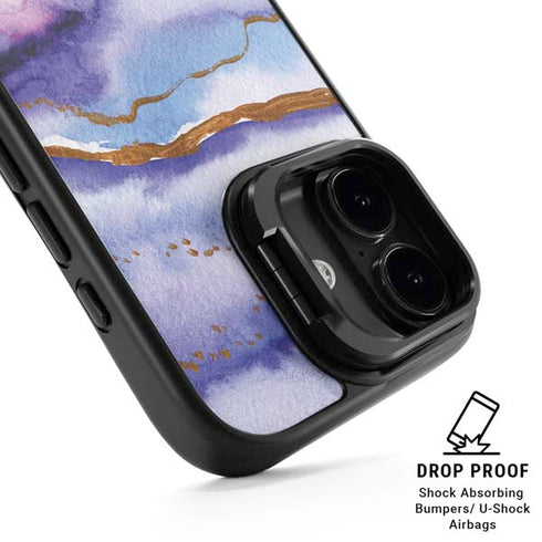 Blue Violet Watercolor Geode iPhone 17 Kickstand Case