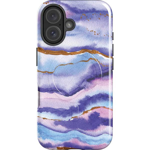 Blue Violet Watercolor Geode iPhone 17 Magsafe Impact Case