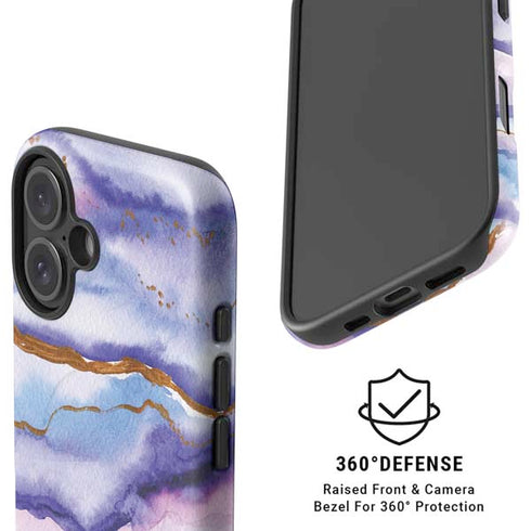 Blue Violet Watercolor Geode iPhone 17 Magsafe Impact Case