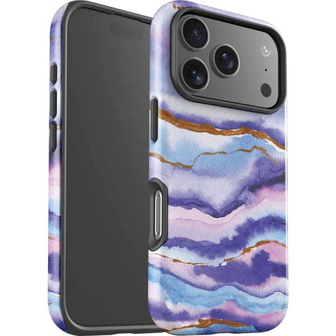 Blue Violet Watercolor Geode iPhone 17 Pro Impact Case