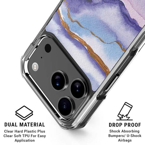 Blue Violet Watercolor Geode iPhone 17 Pro MagSafe Case