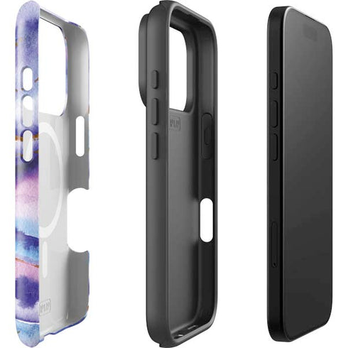 Blue Violet Watercolor Geode iPhone 17 Pro Magsafe Impact Case