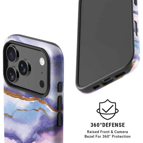 Blue Violet Watercolor Geode iPhone 17 Pro Magsafe Impact Case