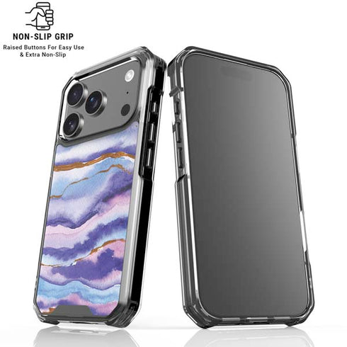 Blue Violet Watercolor Geode iPhone 17 Pro Max Clear Case