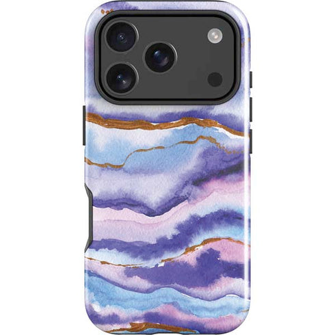 Blue Violet Watercolor Geode iPhone 17 Pro Max Impact Case